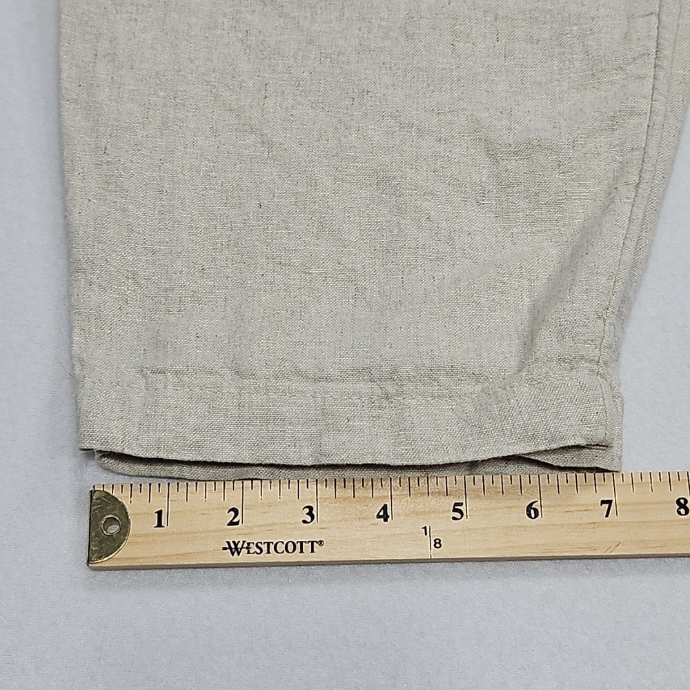 Old Navy 3X Beige Cropped High Rise Linen Blend Pull On Straight Tapered Pants - Picture 11 of 12